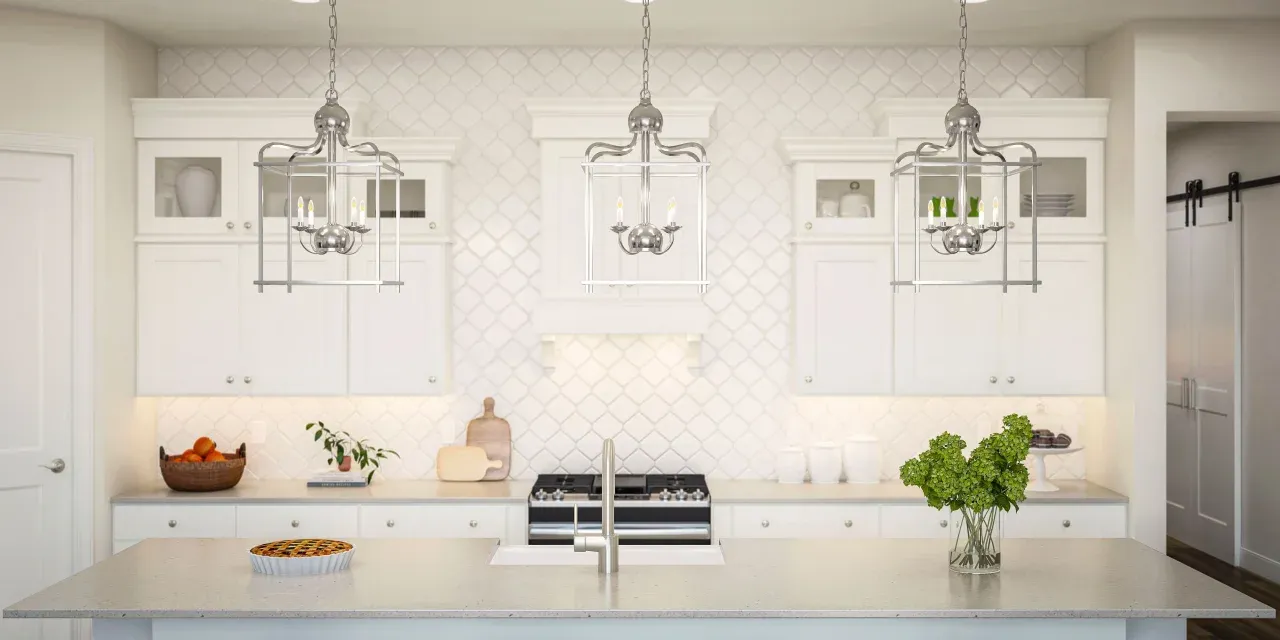 Kitchen with pendant lighting