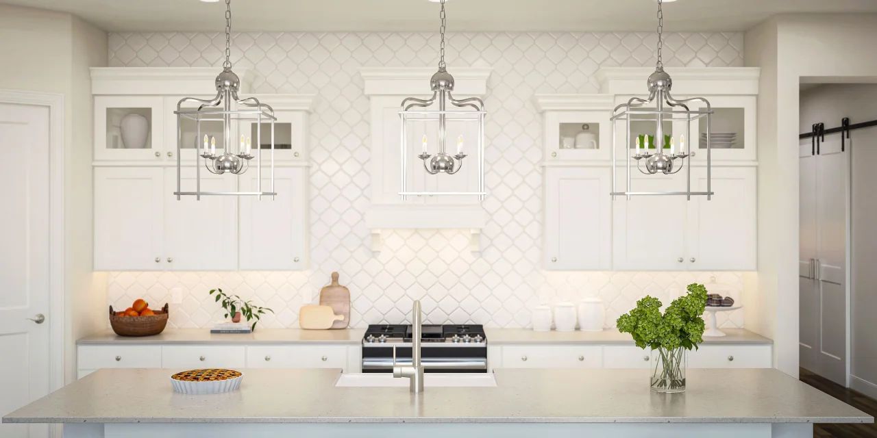 Kitchen with pendant lighting