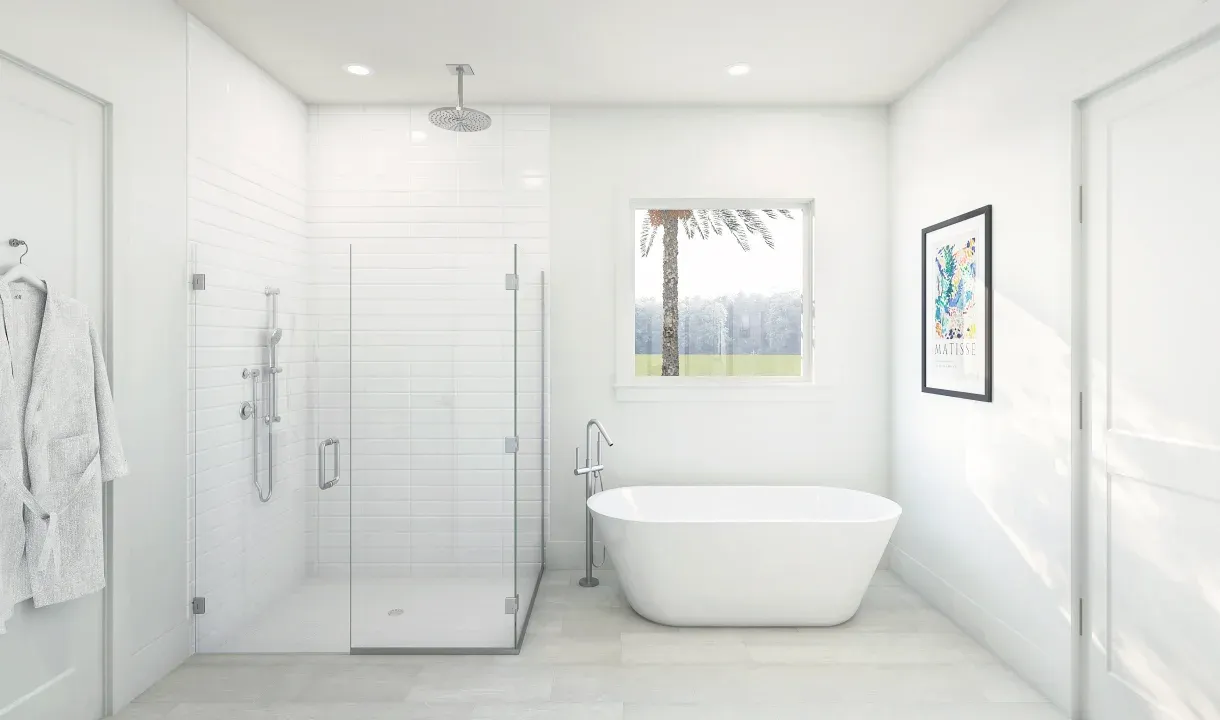 Primary bath with vessel tub