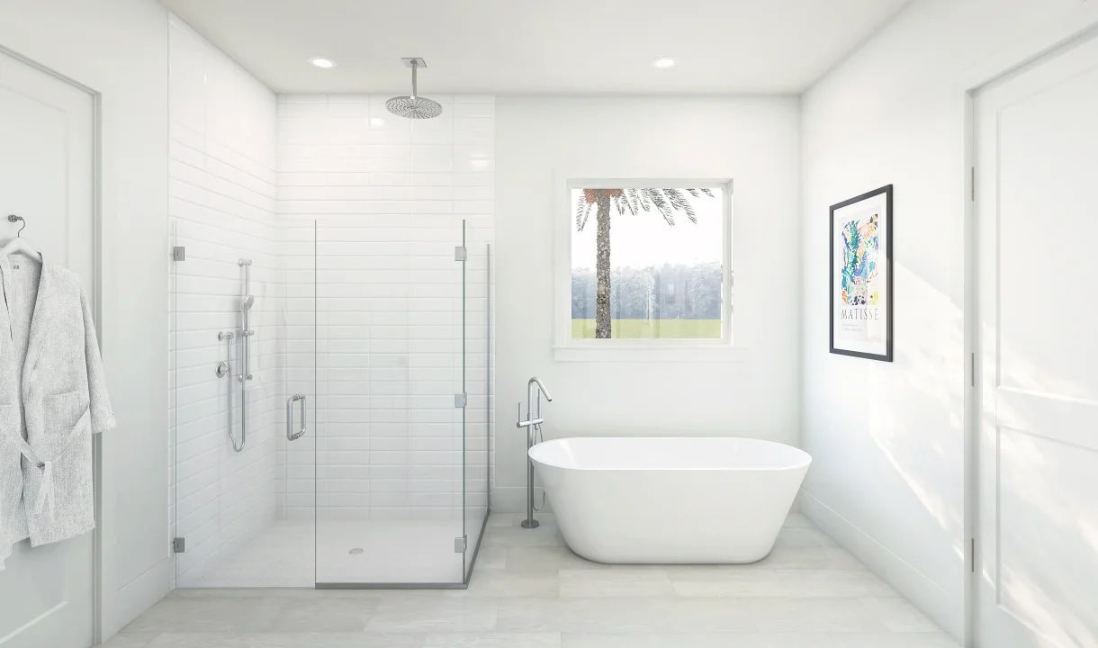 Primary bath with vessel tub