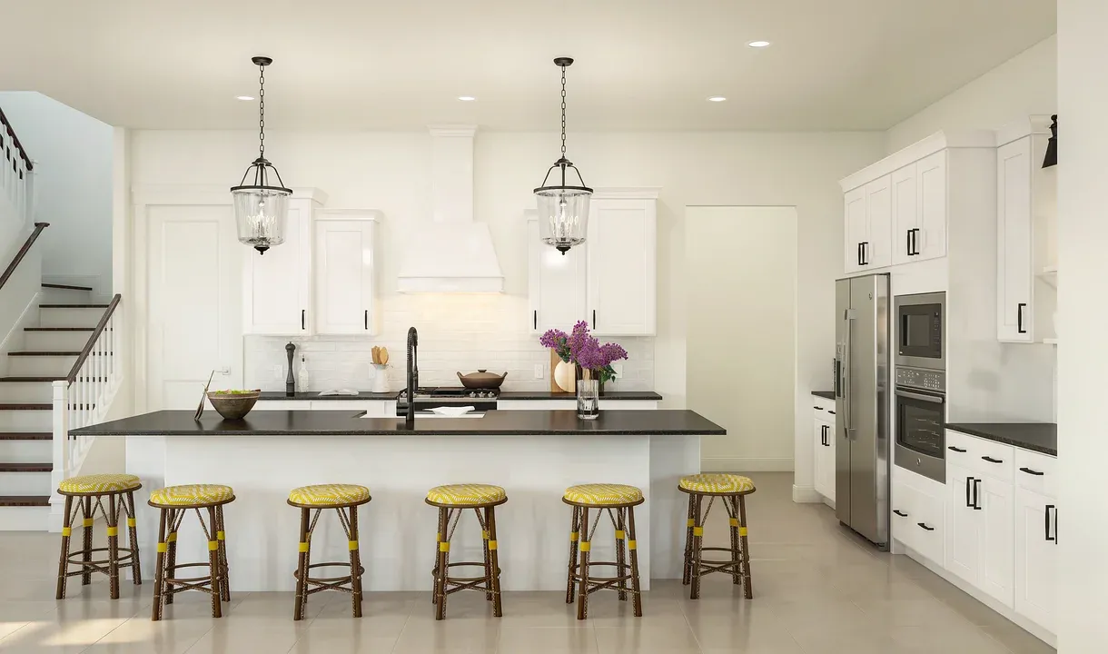 Kitchen with pendant lighting