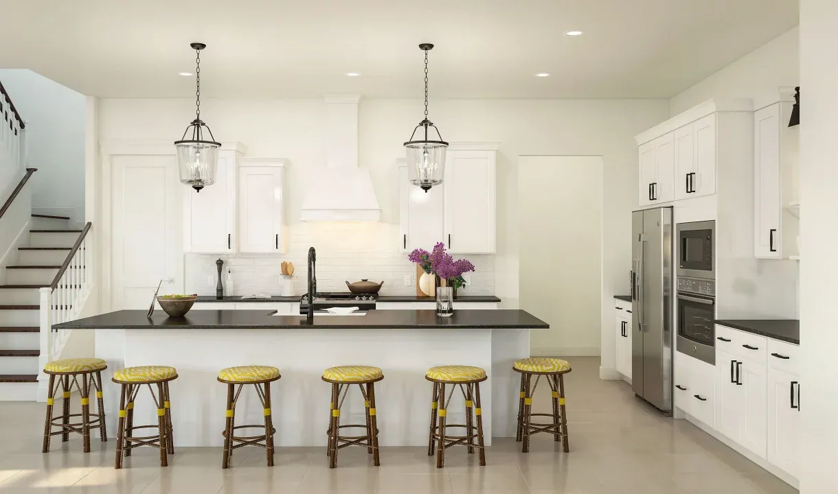 Kitchen with pendant lighting