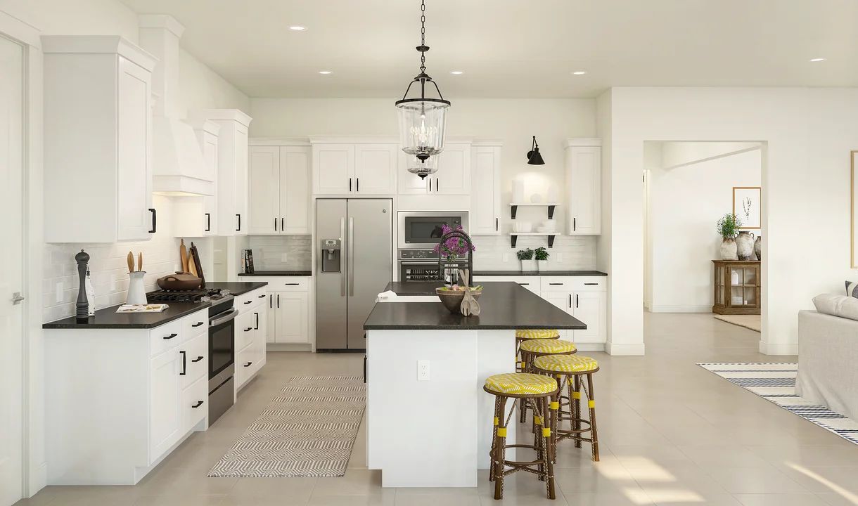 Kitchen with pendant lighting
