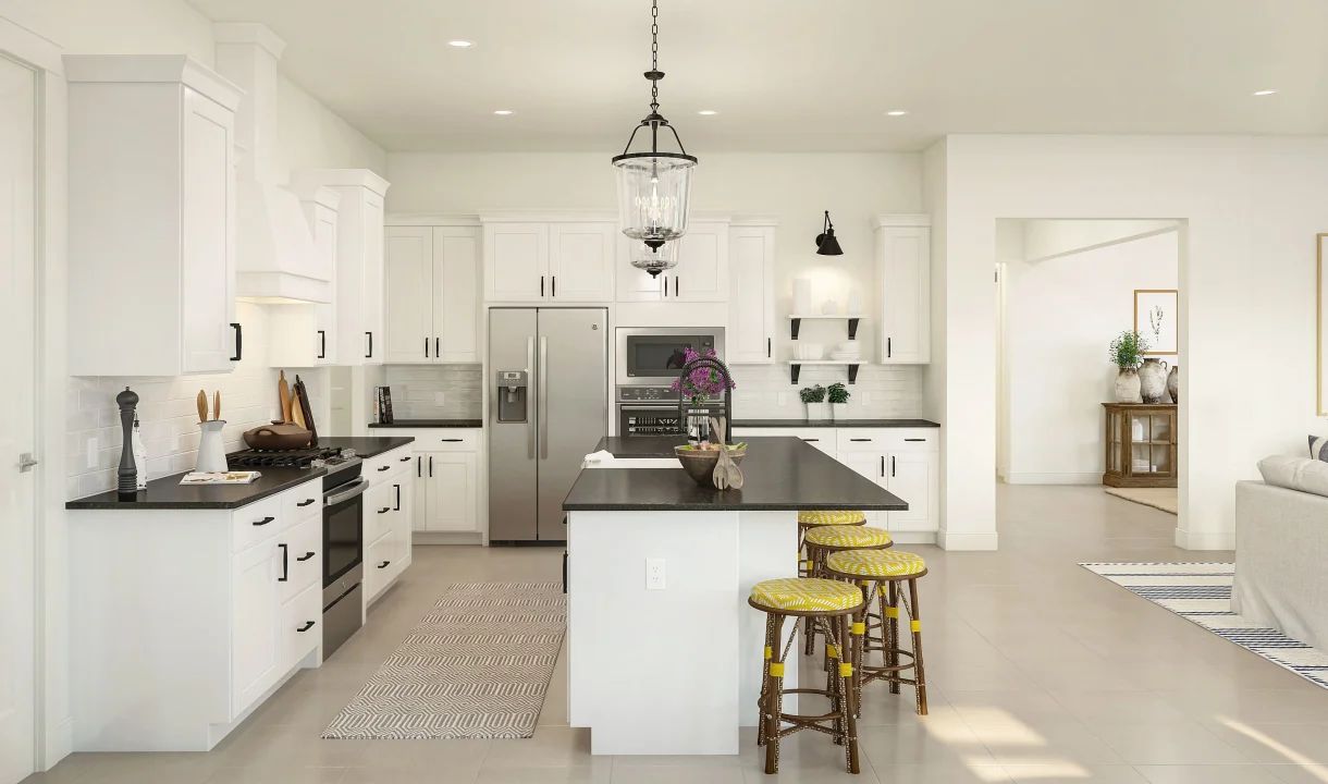 Kitchen with pendant lighting