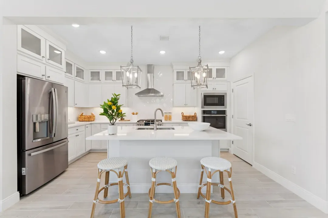 Kitchen with center island and pendant lighting