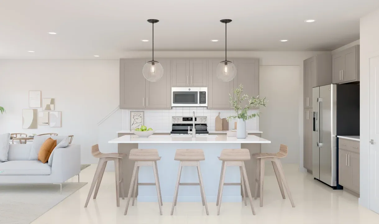 Kitchen with pendant lighting