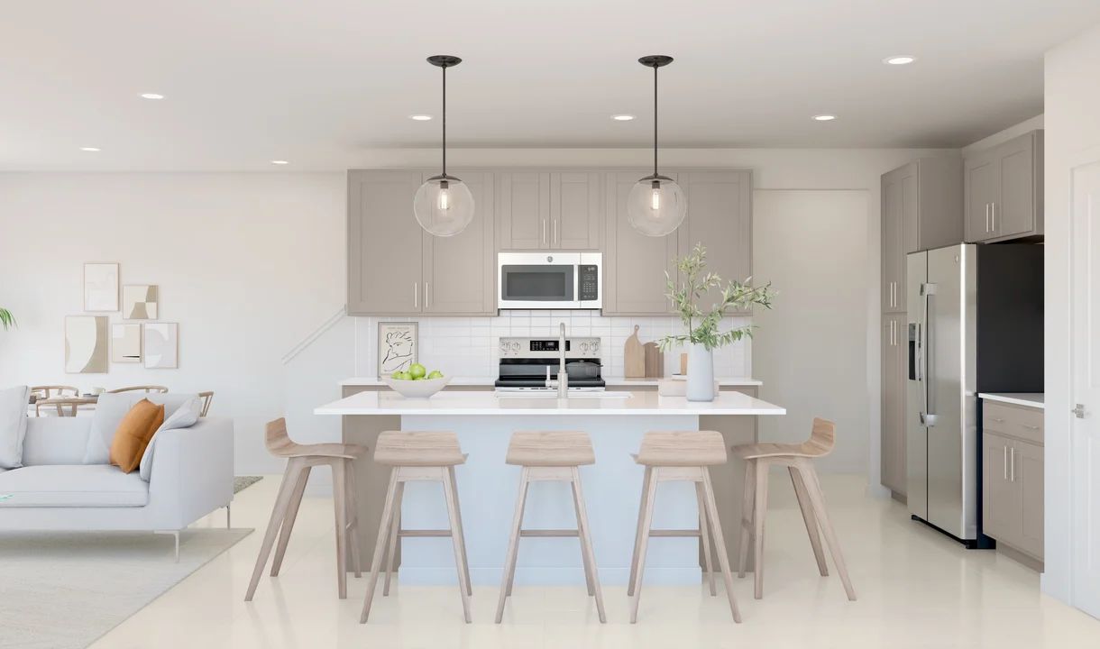 Kitchen with pendant lighting