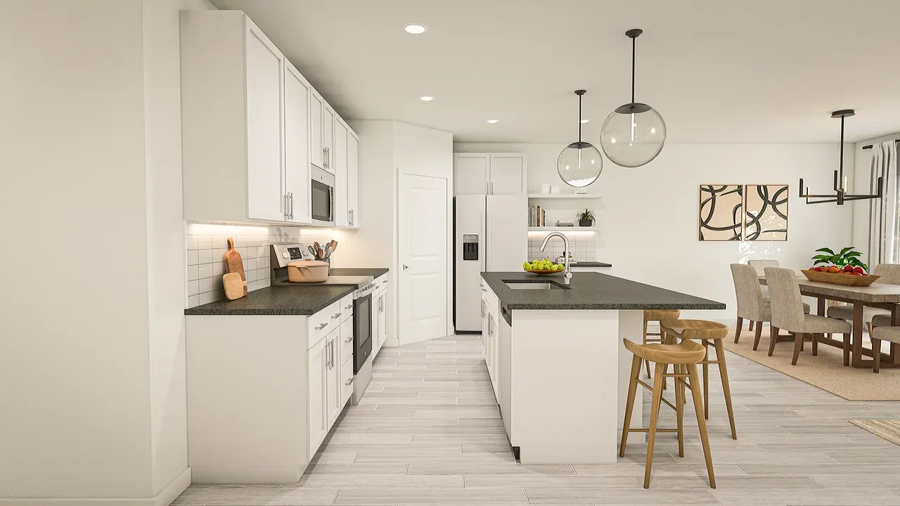 Kitchen with white subway tile backsplash