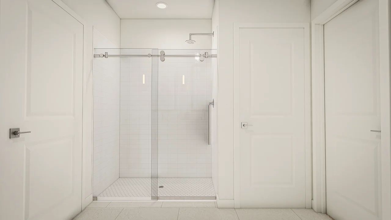 Glass shower enclosure in primary bath