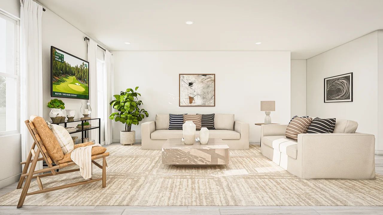 Great room with tile flooring