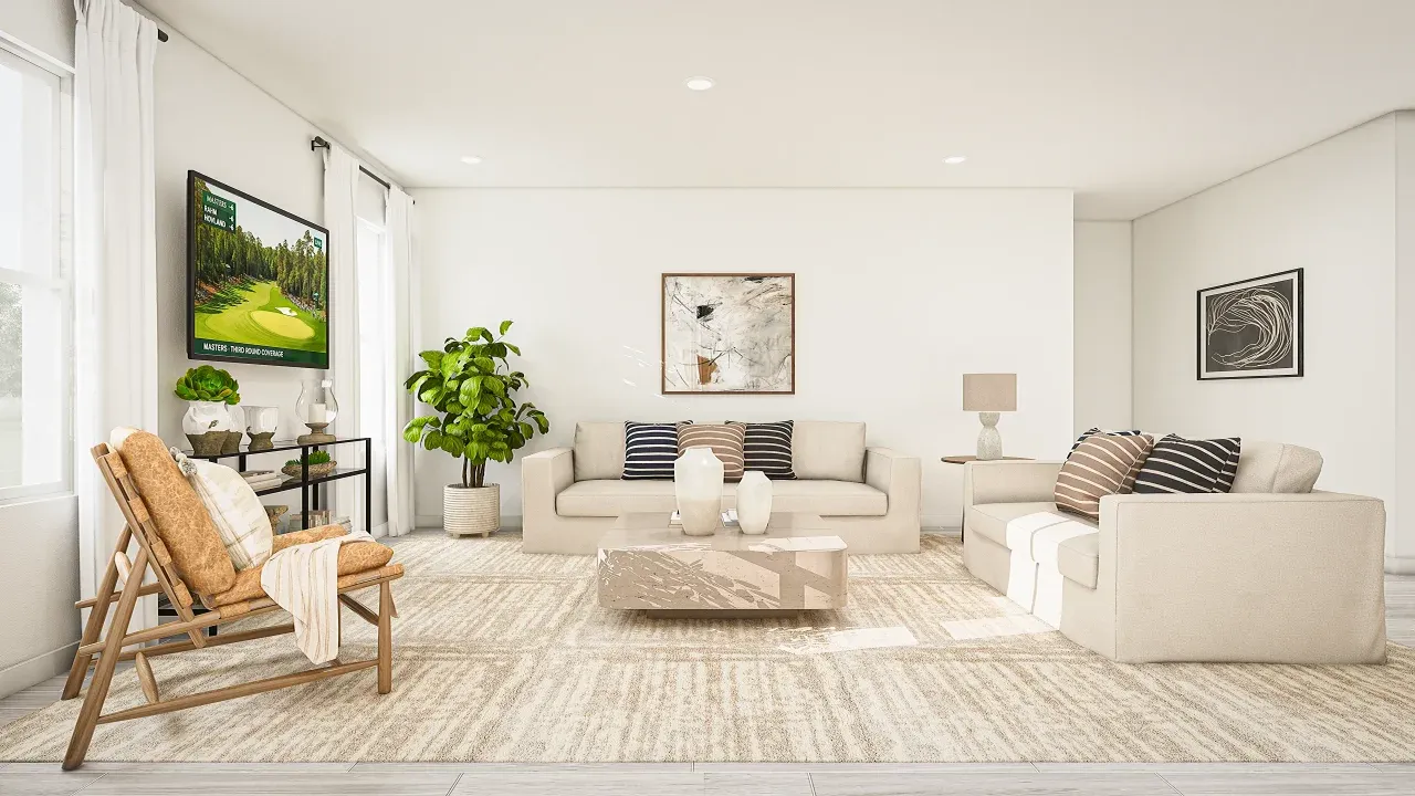 Great room with tile flooring