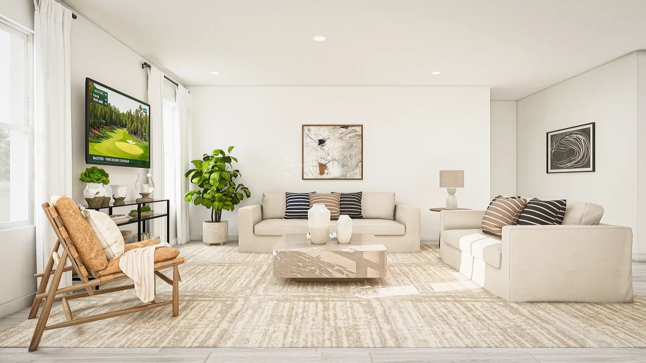 Great room with tile flooring