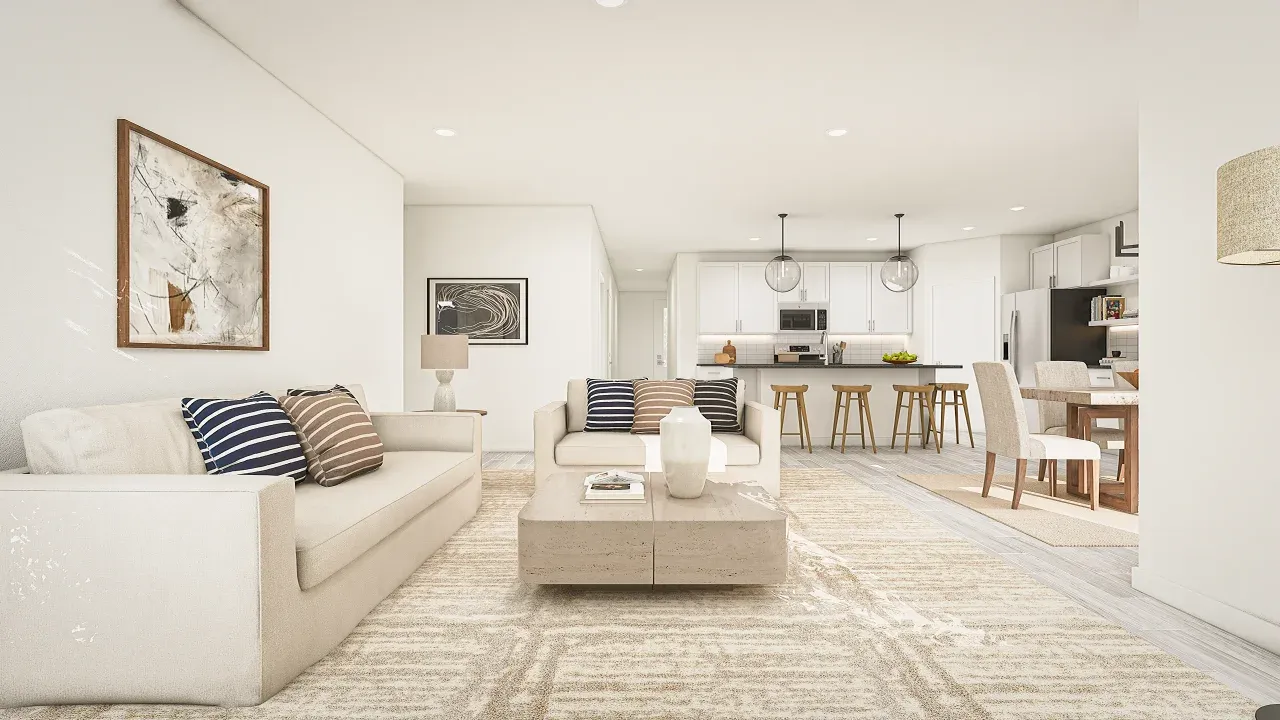 Great room with LED low-profile lighting