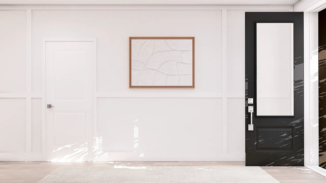 Foyer with decorative feature wall