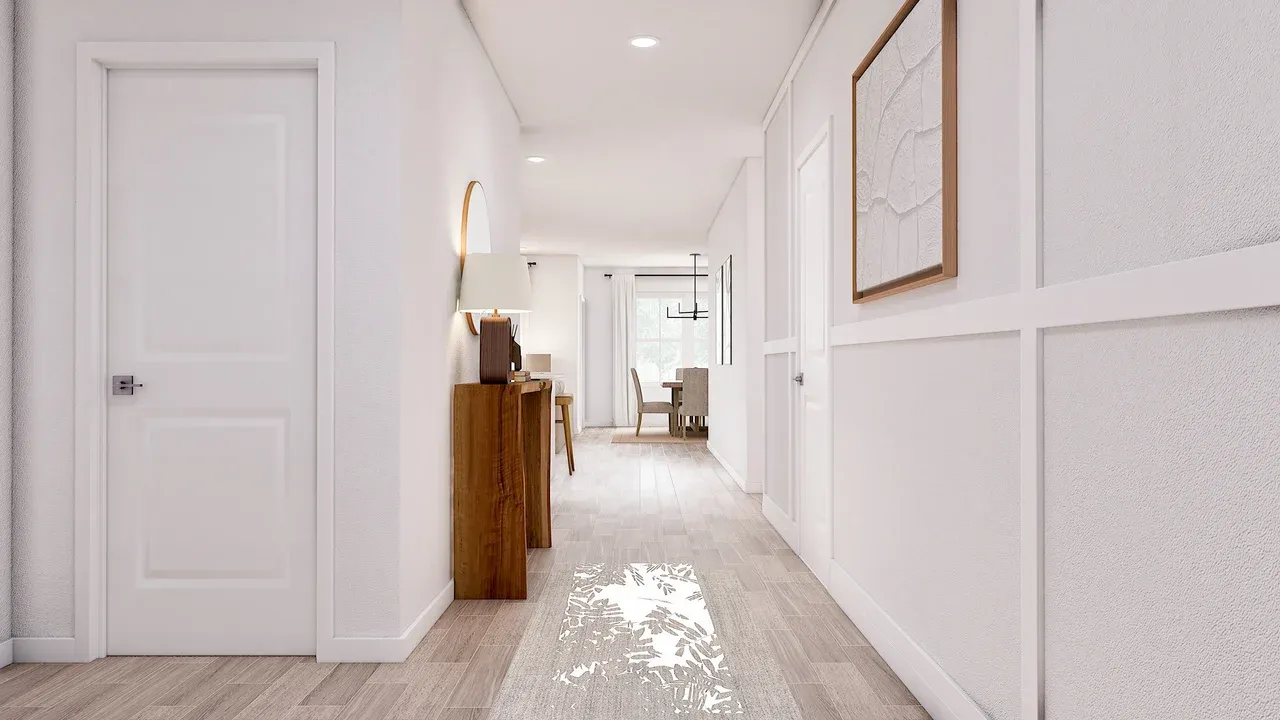 Foyer with decorative feature wall