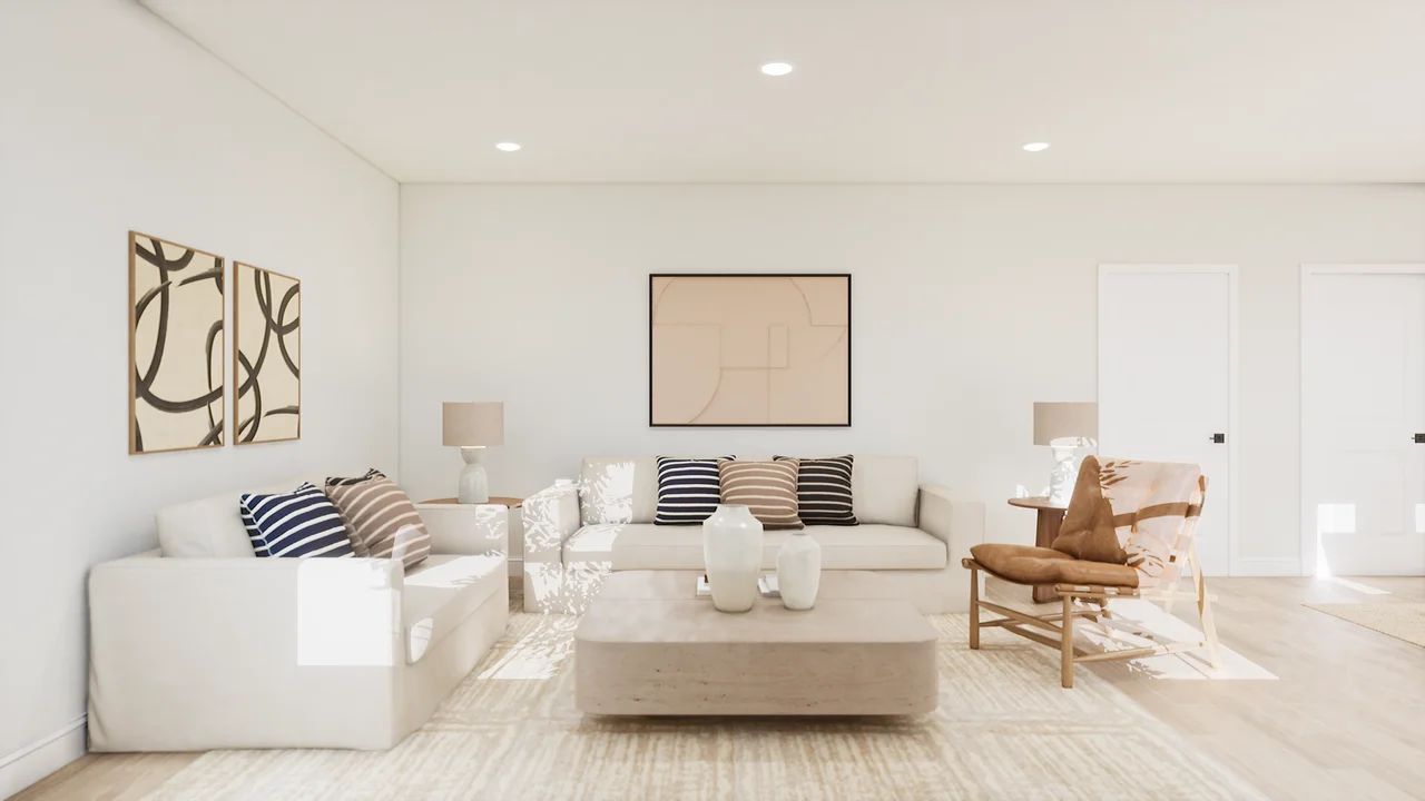 Great room with tile flooring
