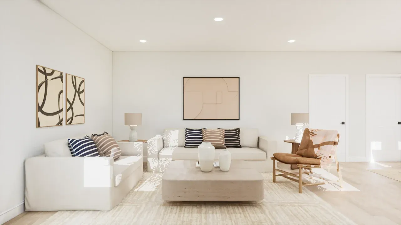 Great room with tile flooring