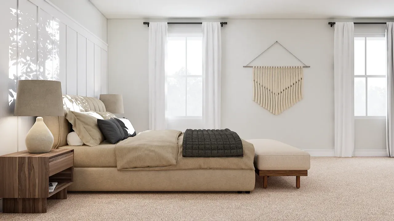 Primary suite with plush carpet