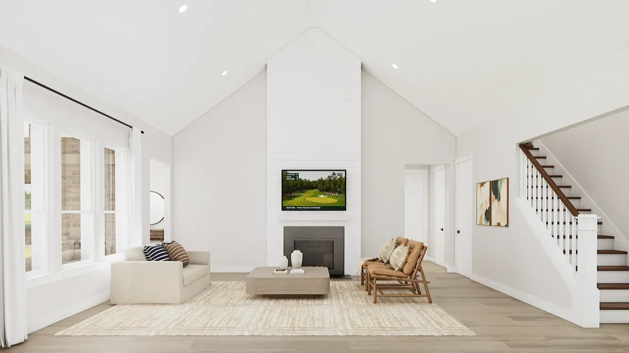 Great room with Shiplap Fireplace
