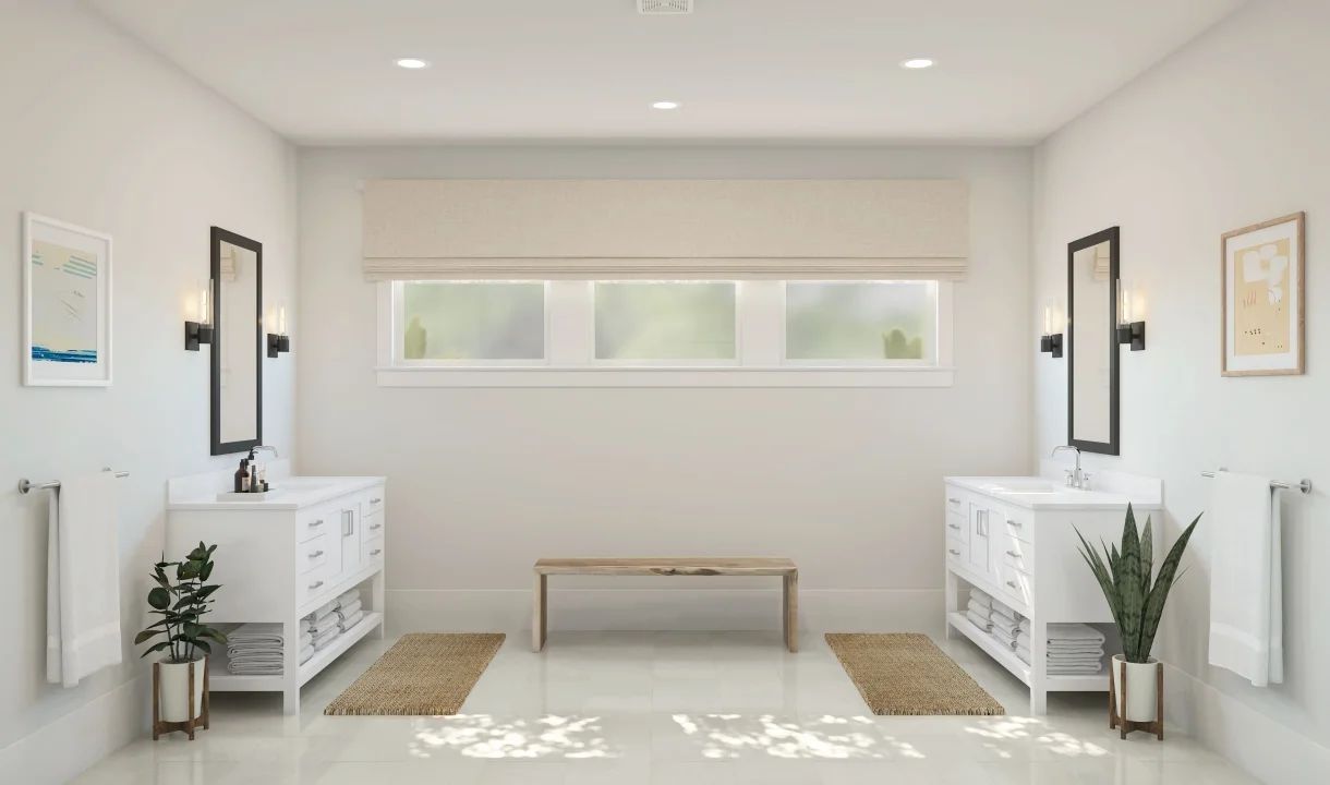 Primary bath with dual vanities