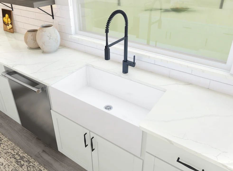 Kitchen with apron-front sink
