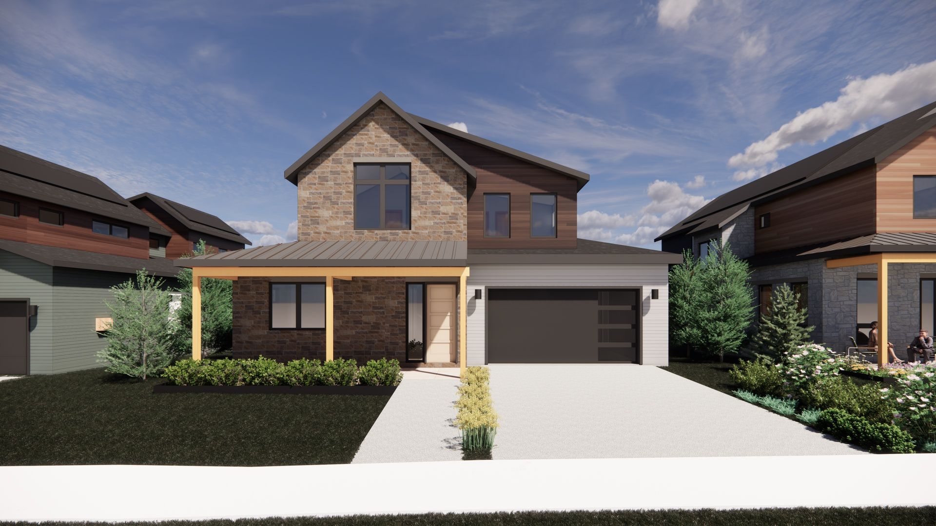 The Larkspur in Exterior Color Palette 3 - a bold, contemporary palette that highlights its striking lines.
