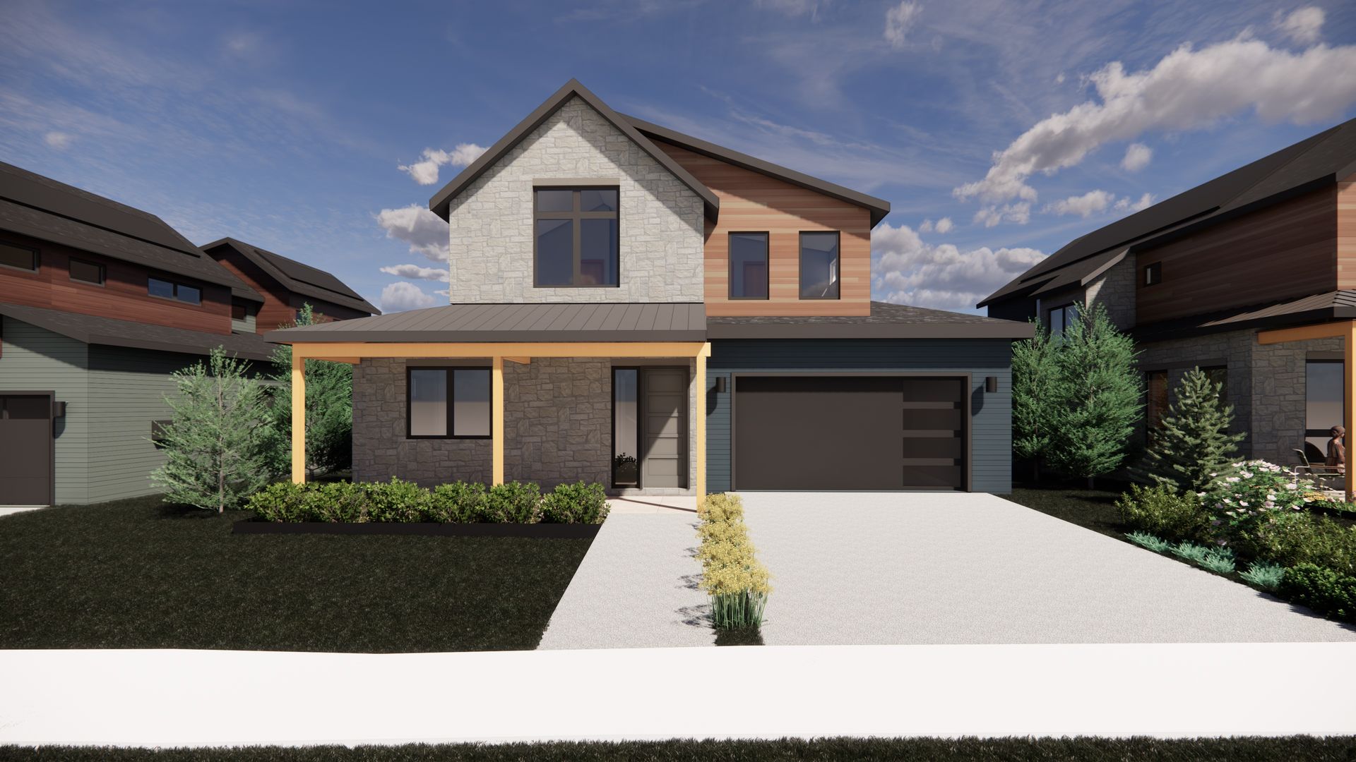 The Larkspur in Exterior Color Palette 5 - a sleek, modern blend designed for a clean and polished exterior.