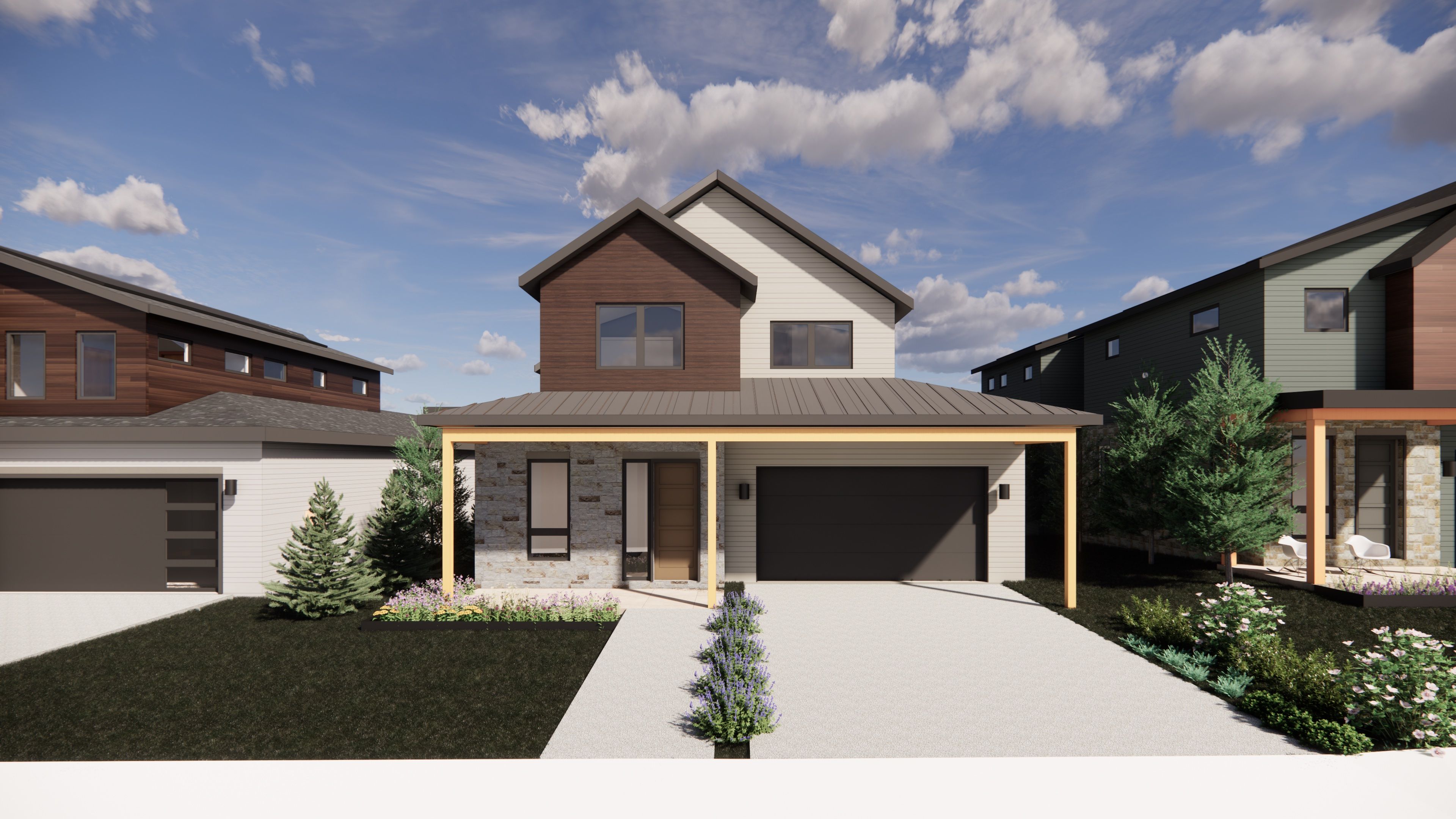 The Lupine in Exterior Color Palette 4, offering a soft, balanced palette for an elevated, modern look.