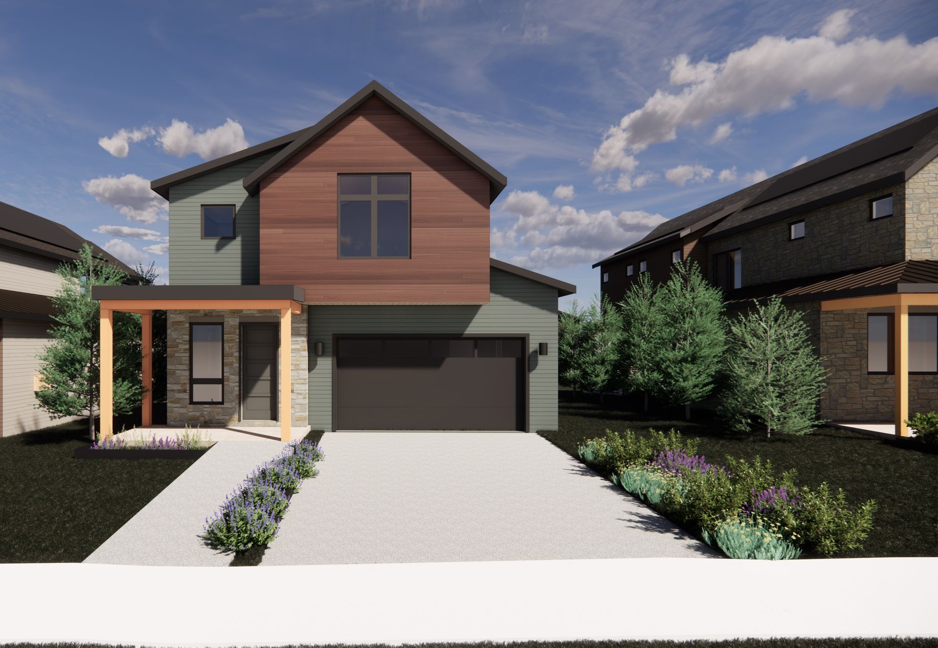 The Sage in Exterior Color Palette 1 - a bright, timeless scheme that beautifully highlights its modern architectural lines.
