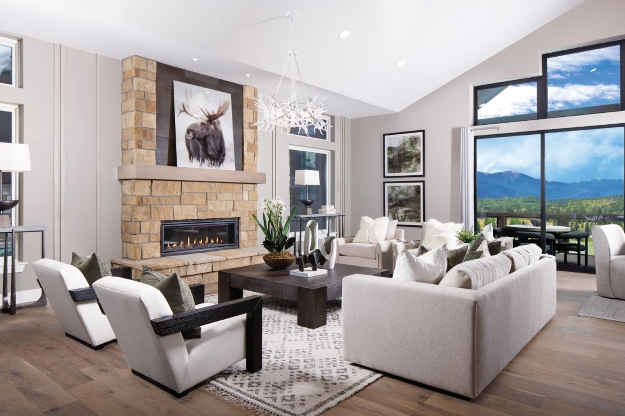 The Osprey floor plan offers a spacious, open layout with expansive views that fill the home with natural light. Designed for gatherings of all kinds, it creates the perfect setting for entertaining, relaxing, and enjoying mountain living.