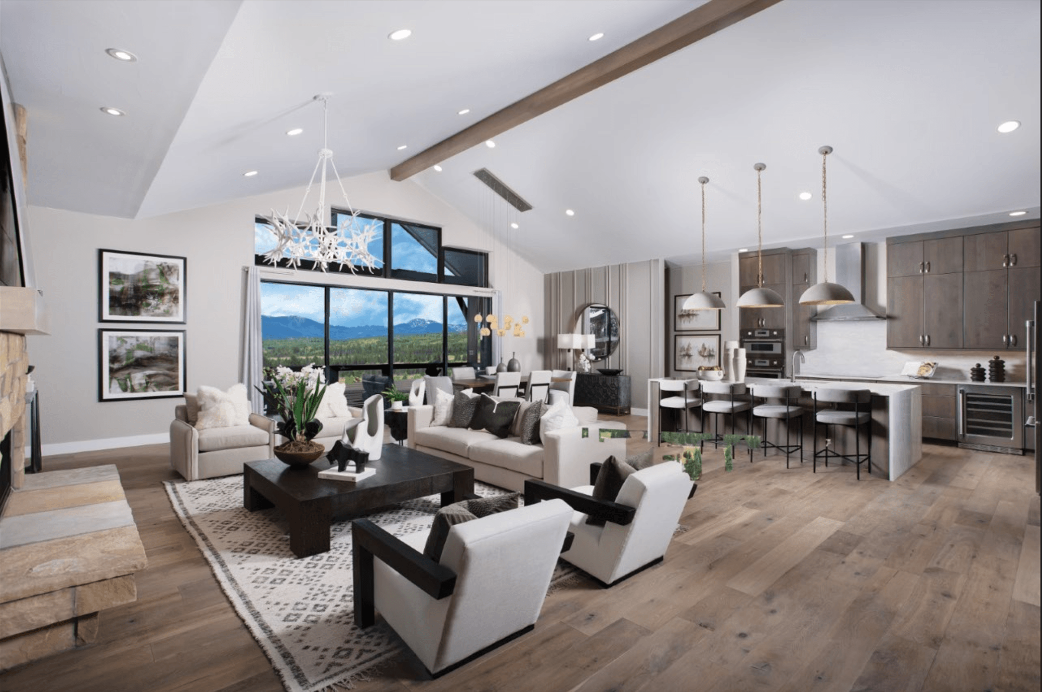The Osprey floor plan offers a spacious, open layout with expansive views that fill the home with natural light. Designed for gatherings of all kinds, it creates the perfect setting for entertaining, relaxing, and enjoying mountain living.