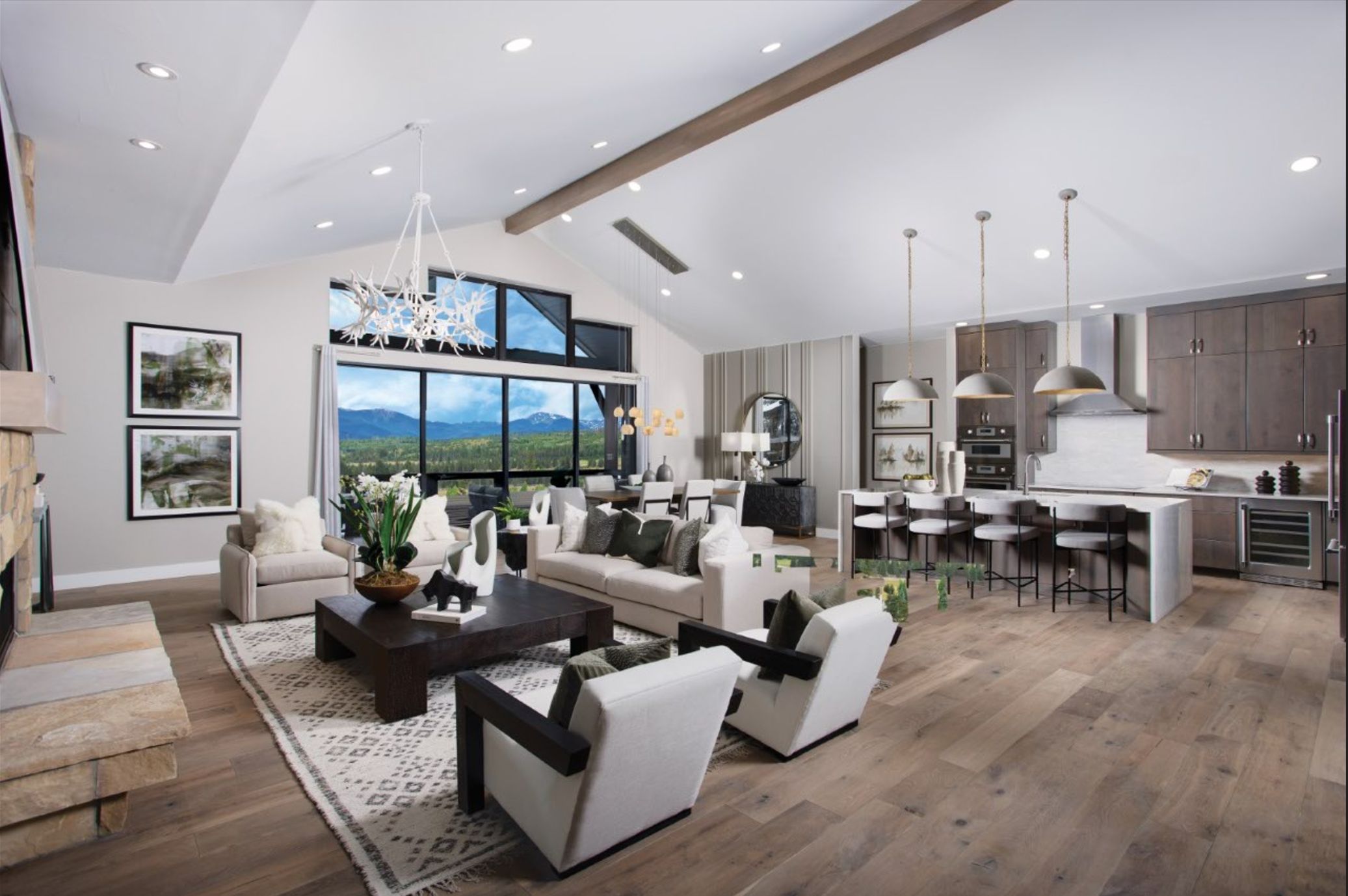 The Osprey floor plan offers a spacious, open layout with expansive views that fill the home with natural light. Designed for gatherings of all kinds, it creates the perfect setting for entertaining, relaxing, and enjoying mountain living.