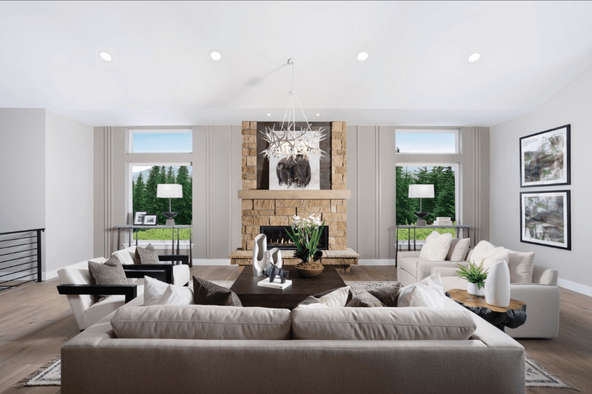 The Osprey floor plan offers a spacious, open layout with expansive views that fill the home with natural light. Designed for gatherings of all kinds, it creates the perfect setting for entertaining, relaxing, and enjoying mountain living.