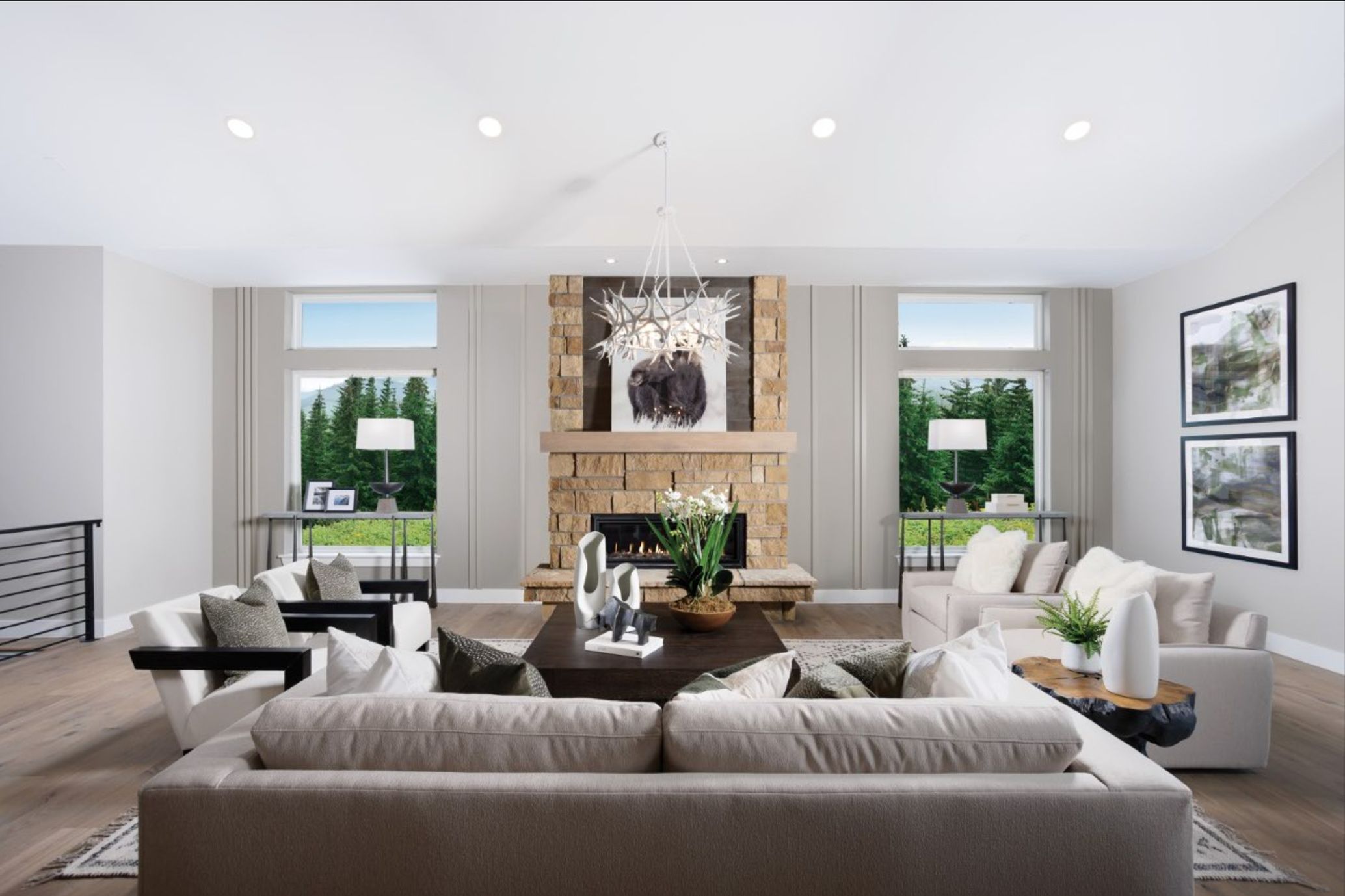 The Osprey floor plan offers a spacious, open layout with expansive views that fill the home with natural light. Designed for gatherings of all kinds, it creates the perfect setting for entertaining, relaxing, and enjoying mountain living.