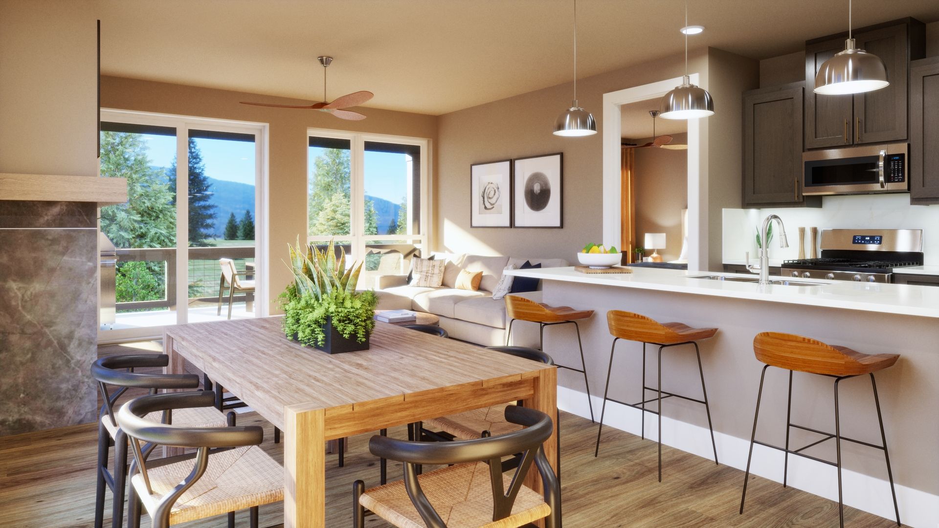 Designed for effortless main-level living. This inviting dining space flows seamlessly into the kitchen and living areas, creating an open and welcoming setting for everyday meals, entertaining, and gathering together.
