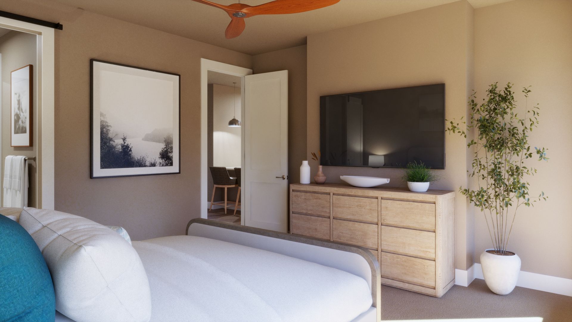 Main-floor living designed for comfort and convenience. This inviting primary bedroom offers a peaceful retreat with abundant natural light and a warm, thoughtful design.