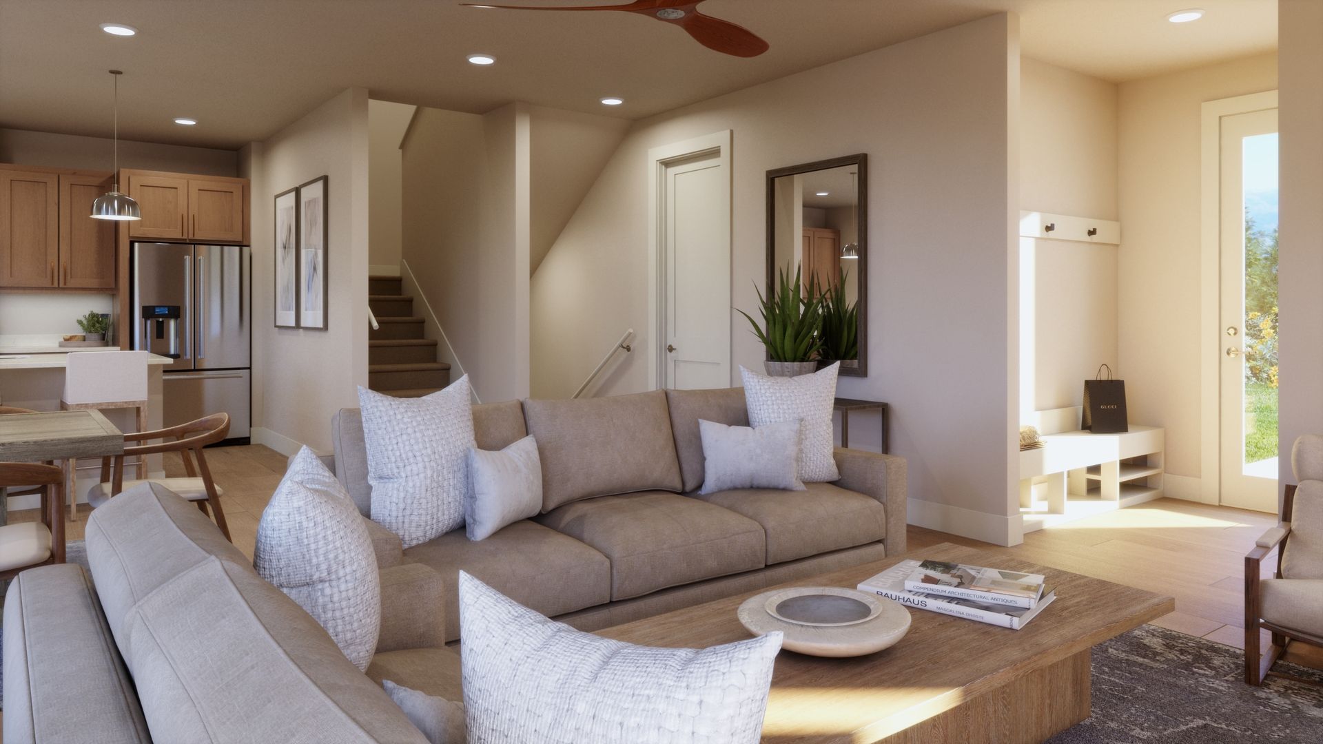 Warm, welcoming, and designed for everyday comfort. This inviting living room centers around a cozy fireplace, creating the perfect space to relax, gather, and enjoy mountain living.