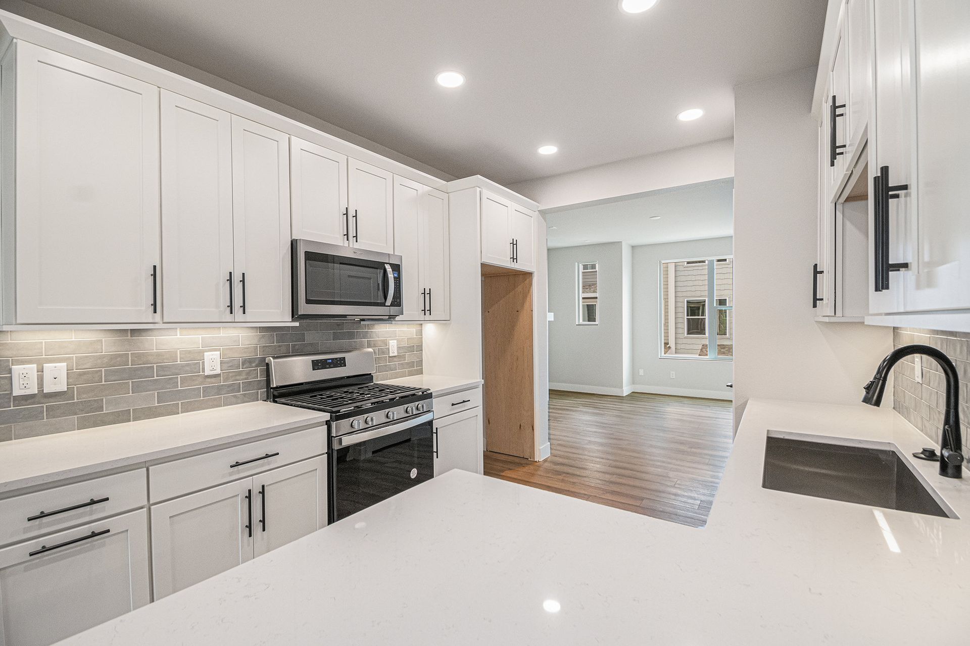 Open kitchen, living, dining
