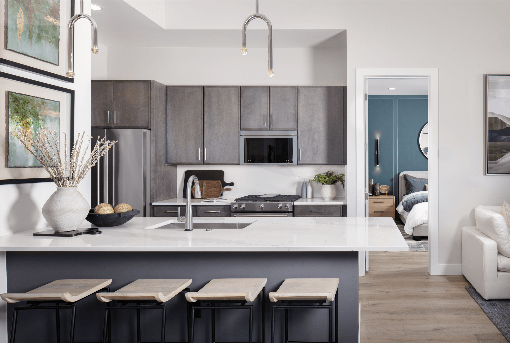 The Kingfisher kitchen blends style and function with a spacious layout, modern finishes, and thoughtful design — creating the perfect space for cooking, gathering, and everyday living.