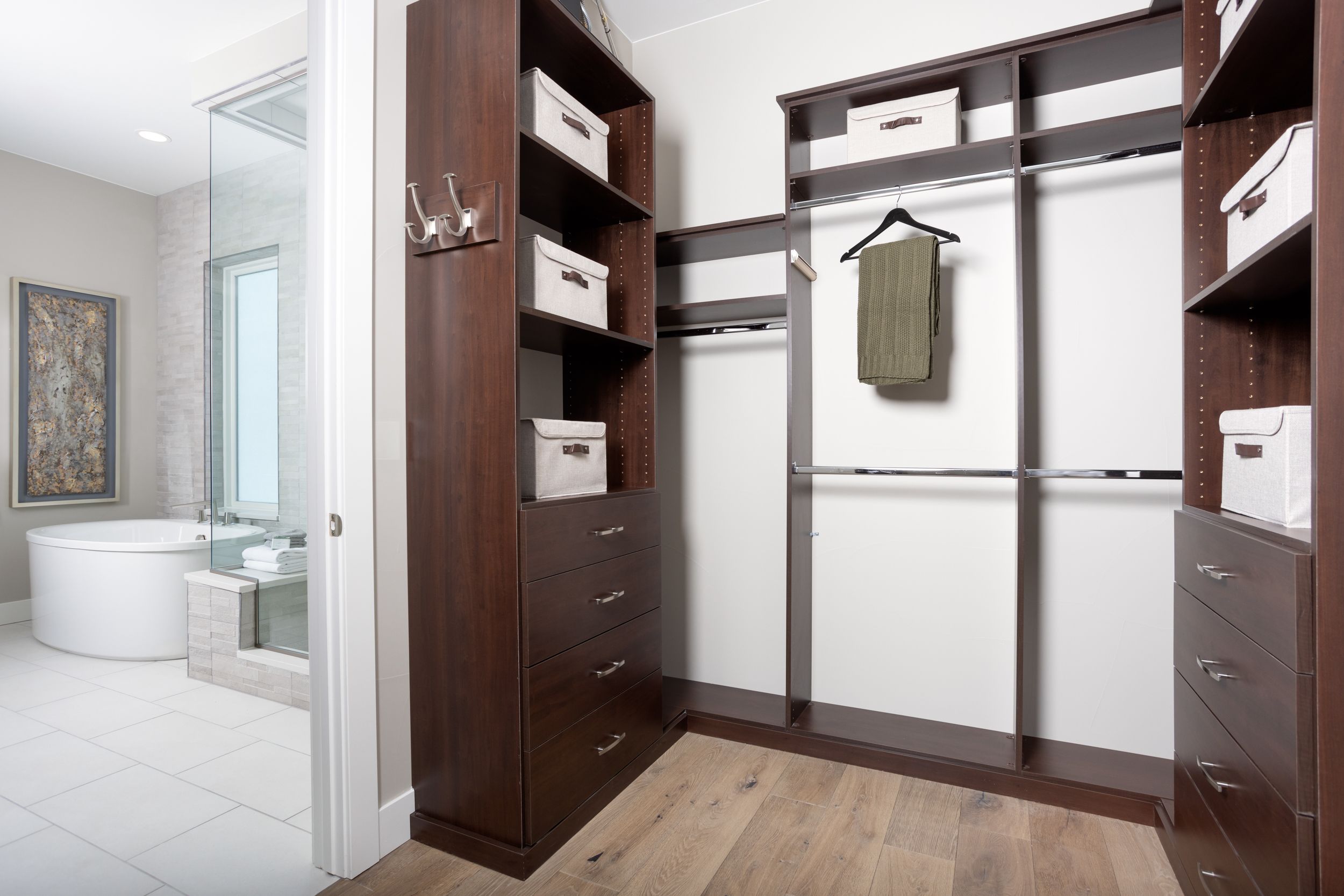 The primary closet is exceptionally spacious and fully customizable to fit your needs, offering endless flexibility for organization, storage, and personal style.