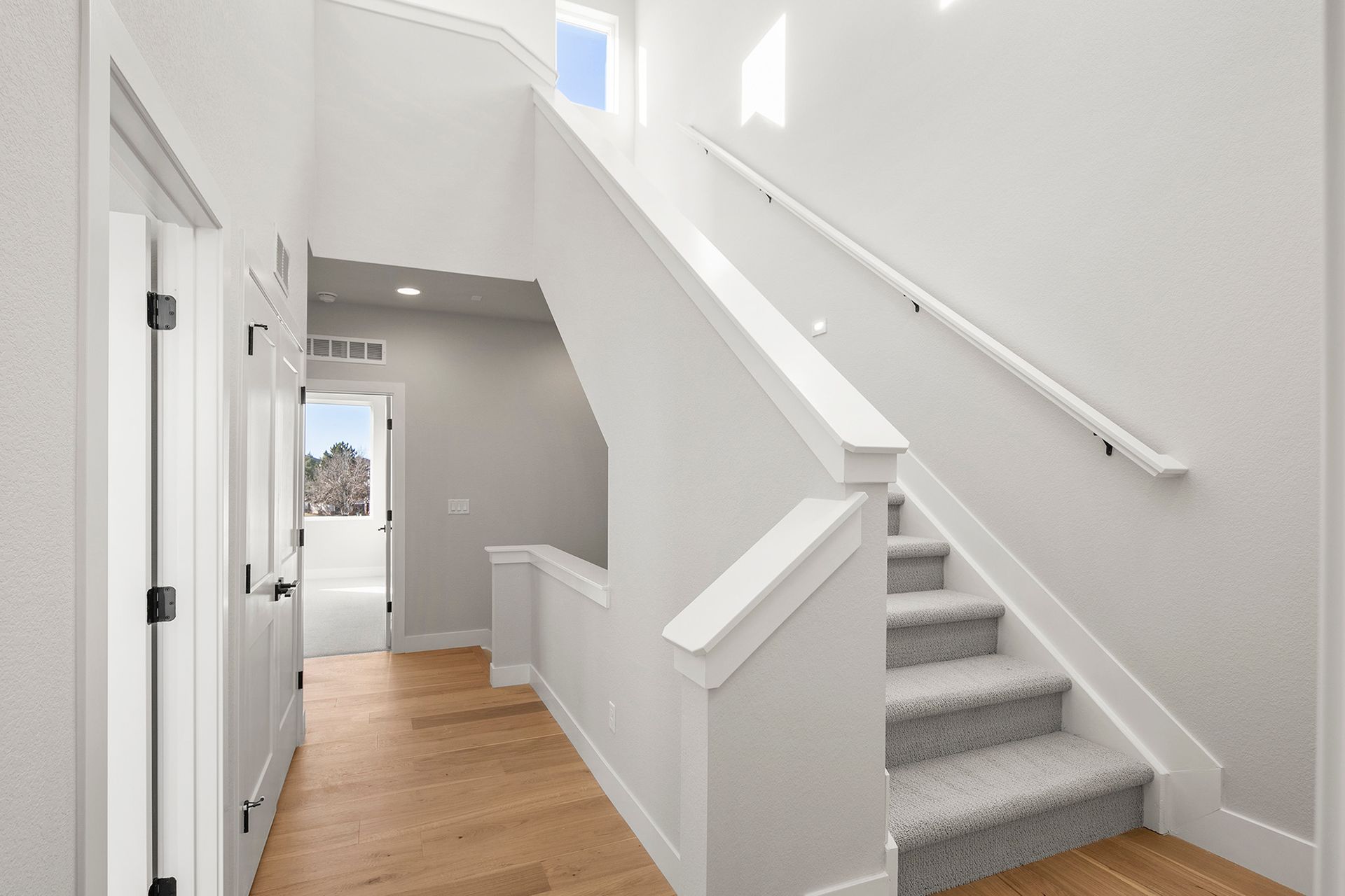 Stairway leading to rooftop deck