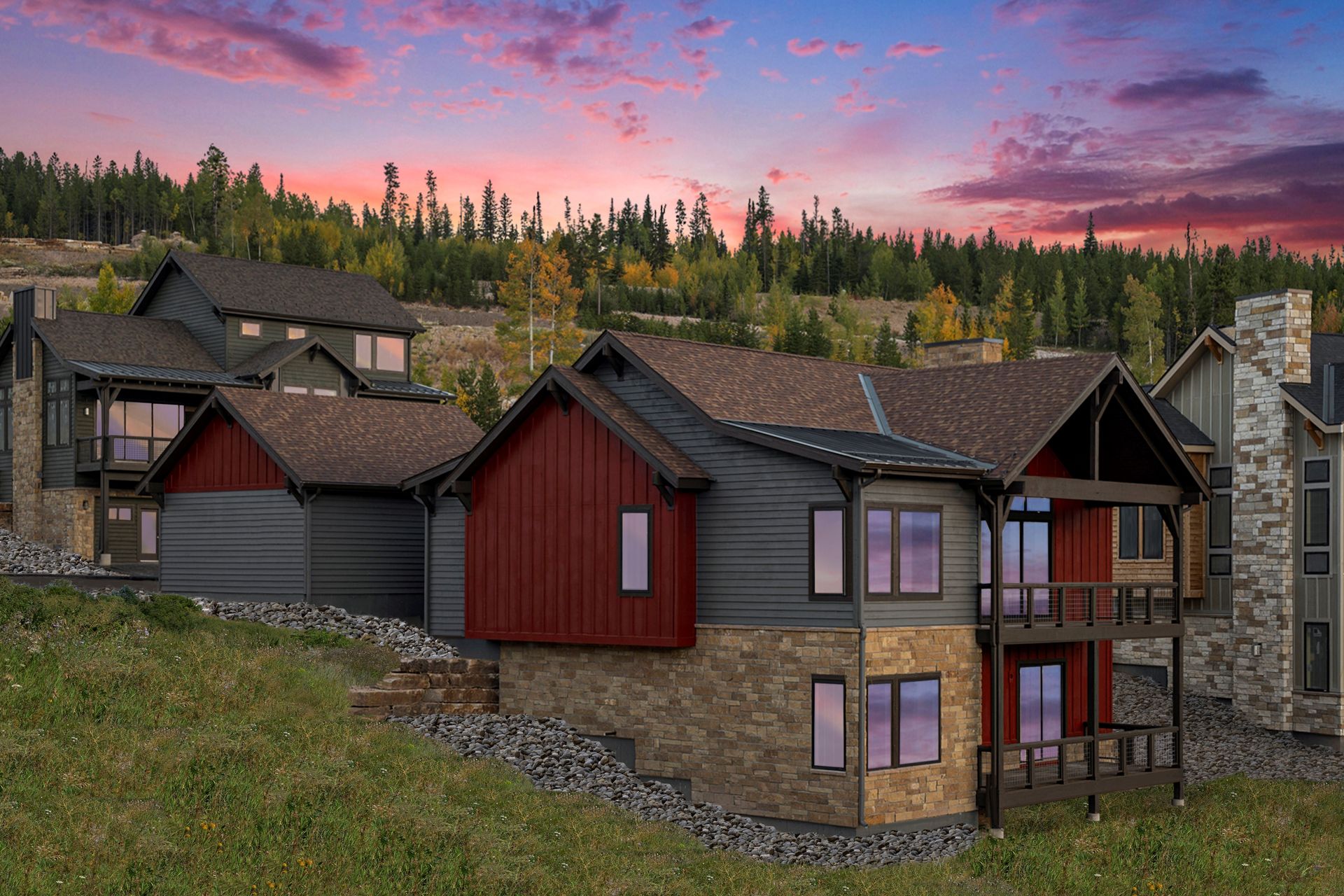 The Osprey offers spacious mountain living with 5 bedrooms and 4.5 baths, featuring two primary suites for added privacy and flexibility. An open-concept living area is ideal for gathering, complemented by a detached 2-car garage.