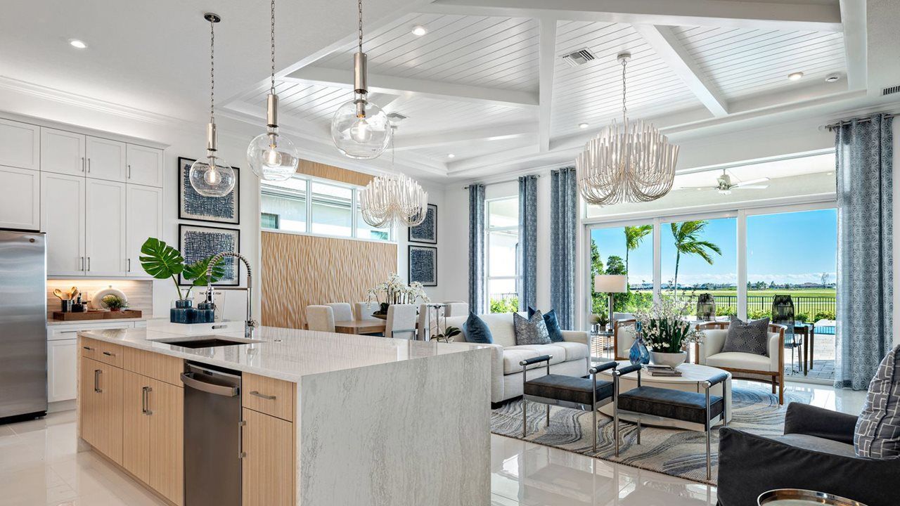Jordan Model Home | Island Kitchen into Main Living