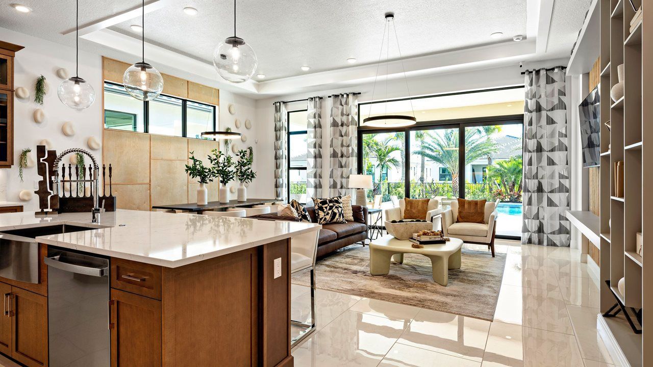 Julia Model Home | Island Kitchen into main living