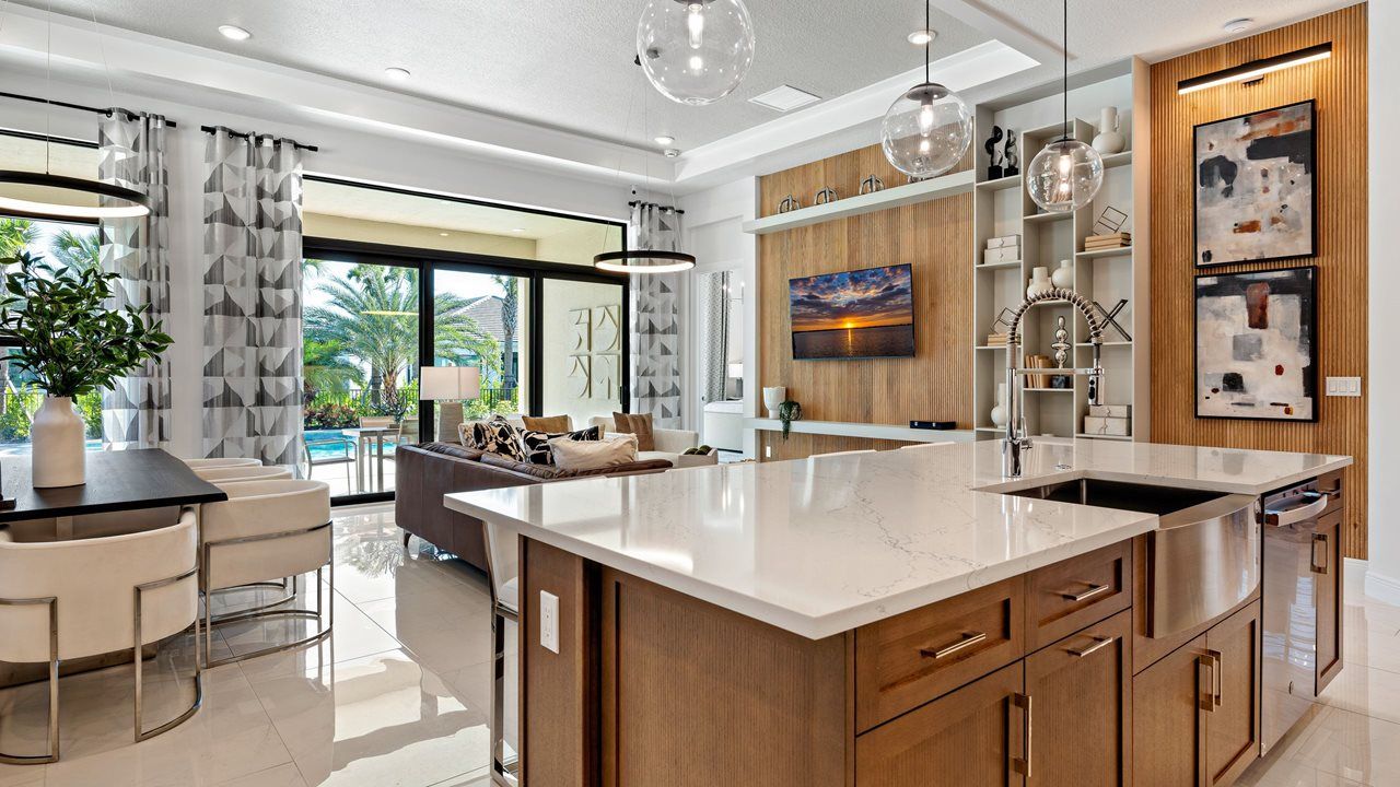 Julia Model Home | Island Kitchen into main living