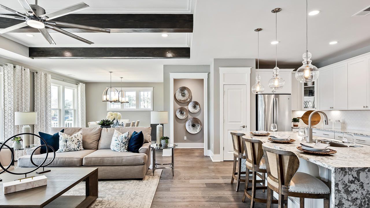 Mulberry Model Home | Island Kitchen and Great Room