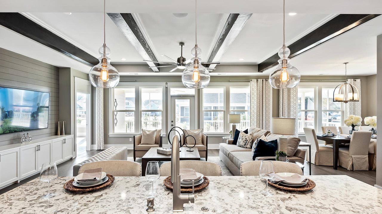 Mulberry Model Home | Island Kitchen into Great Room