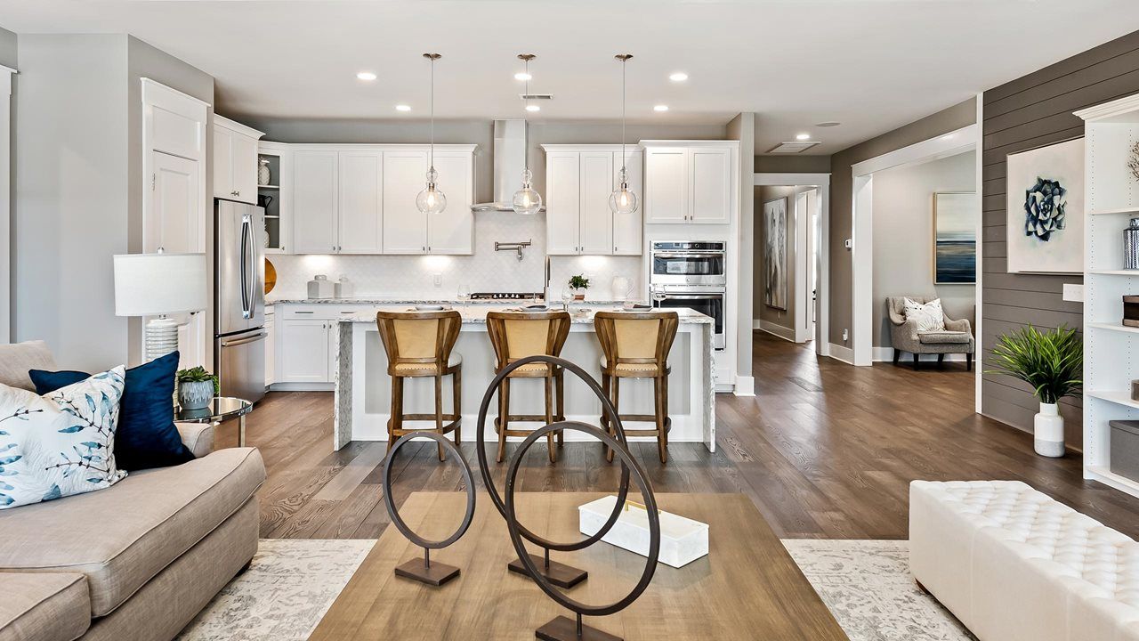 Mulberry Model Home | Great Room into Island Kitchen