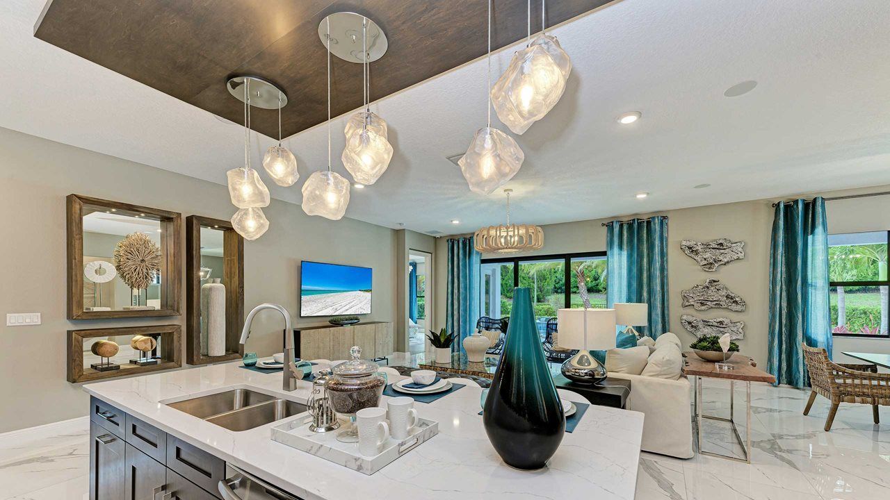 Alys Model Home | Island Kitchen into Great Room