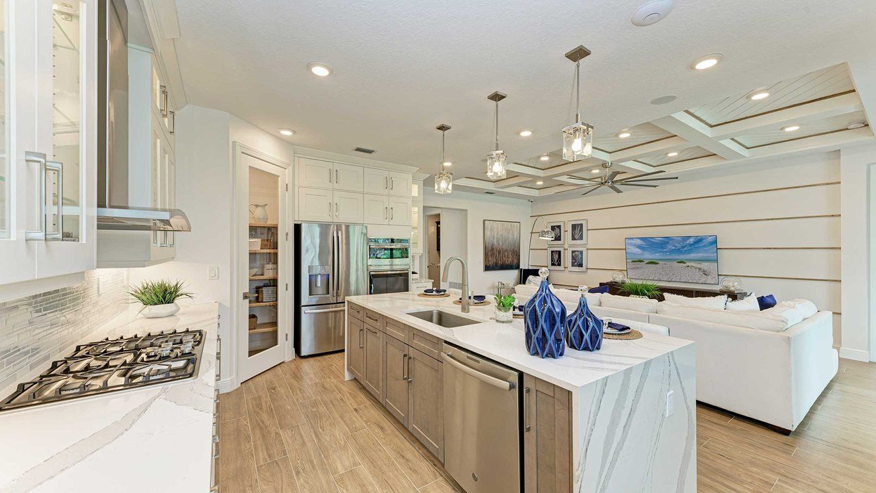 Ana Maria Model Home | Island Kitchen into Great Room